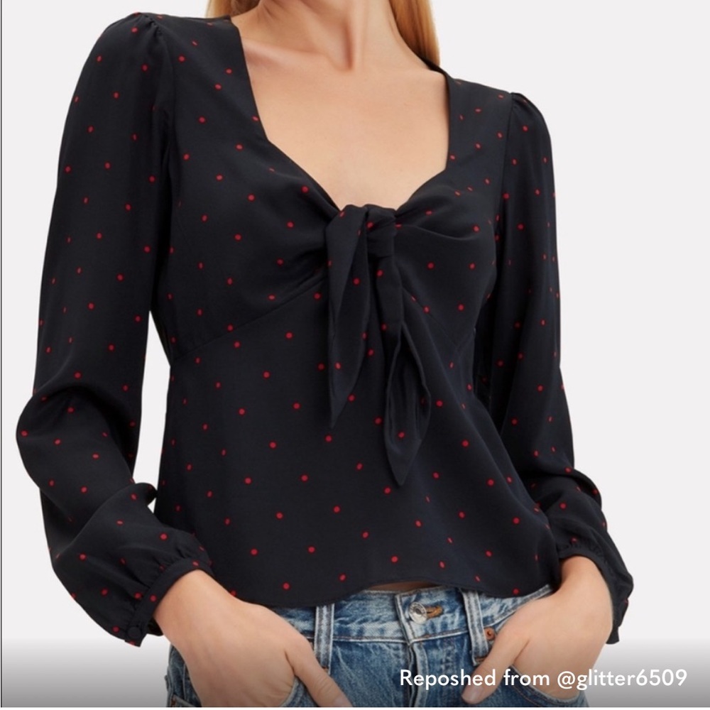 Polka dot Intermix silk tie top 8